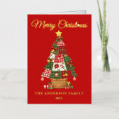 Patchwork kerstboom niet-foto folie feestdagenkaart (Voorkant)