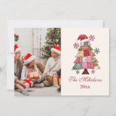 Patchwork Kerstboom Preppy Feestdagenkaart (Voorkant)