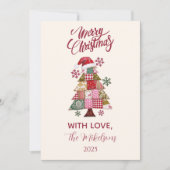 Patchwork Kerstboom Preppy Feestdagenkaart (Voorkant)