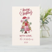 Patchwork Kerstboom Preppy Feestdagenkaart (Staand voorkant)