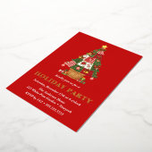 Patchwork Kerstboom Vakantie Feest Folie Uitnodiging (Gedraaid)