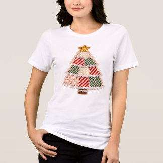 Patchwork Kerstboom Vintage Boerderij Design Tri-Blend Shirt