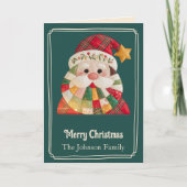 Patchwork Kerstman geruite Kerstmis Feestdagen Kaart (Voorkant)