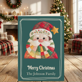 Patchwork Kerstman geruite Kerstmis Feestdagen Kaart
