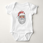 Patchwork Kerstman Gezicht Doodle Kunst Pen en Ink Romper (Voorkant)