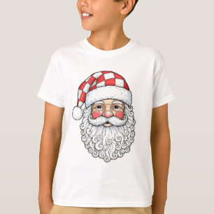 Patchwork Kerstman Gezicht Doodle Kunst Pen Inkt S T-shirt