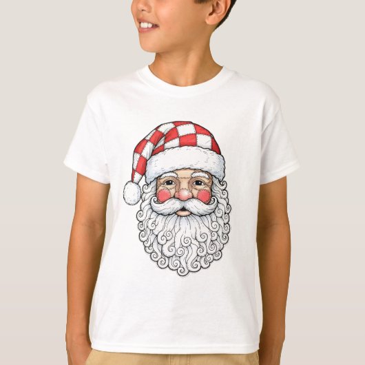 Patchwork Kerstman Gezicht Doodle Kunst Pen Inkt S T-shirt (Voorkant)