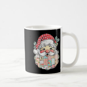 Patchwork Kerstman Gezicht Vintage Kerstmannen Her Koffiemok