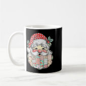 Patchwork Kerstman Gezicht Vintage Prettig Kerstfe Koffiemok (Links)