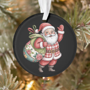 Patchwork Kerstman Kerst Retro Vrolijk en Helder Ornament
