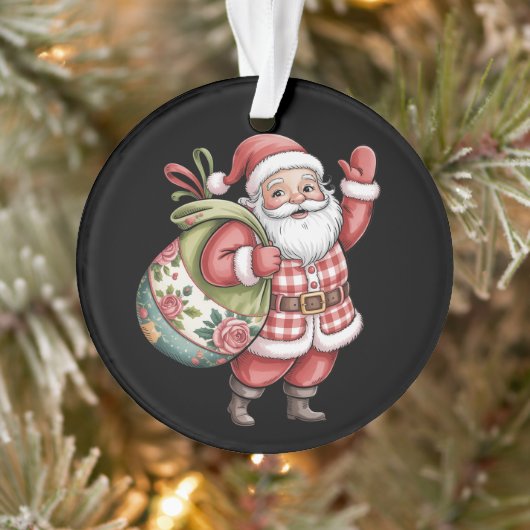 Patchwork Kerstman Kerst Retro Vrolijk en Helder Ornament (Boom)