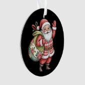 Patchwork Kerstman Kerst Retro Vrolijk en Helder Ornament (voorkant)