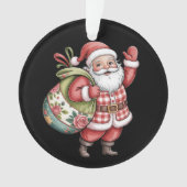 Patchwork Kerstman Kerst Retro Vrolijk en Helder Ornament (voorkant)