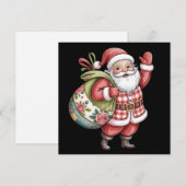Patchwork Kerstman Kerst Retro Vrolijk en Stralend Feestdagenkaart (Voorkant / Achterkant)
