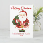Patchwork Kerstman Kerstmis Feestdagenkaart (Staand voorkant)