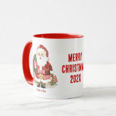 Patchwork Kerstman Kerstmis Mok (Voorkant links)