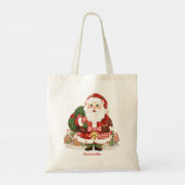 Patchwork Kerstman Kerstmis Tote Bag (Achterkant)