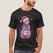Patchwork Kerstman met sneeuwvlokken T-shirt (Voorkant)