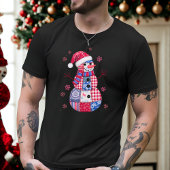 Patchwork Kerstman met sneeuwvlokken T-shirt