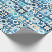 Patchwork Kerstmis Blauw Vakantiedagen Cadeaupapier (Hoek)