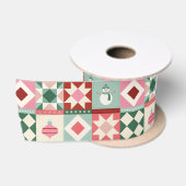 Patchwork Kerstmis Rood, Roze, Groen Satijnen Lint (Spoel)