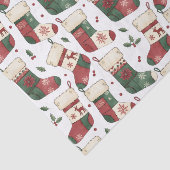 Patchwork Kerstmutsen Rood Groen Wit Tissuepapier (Detail)