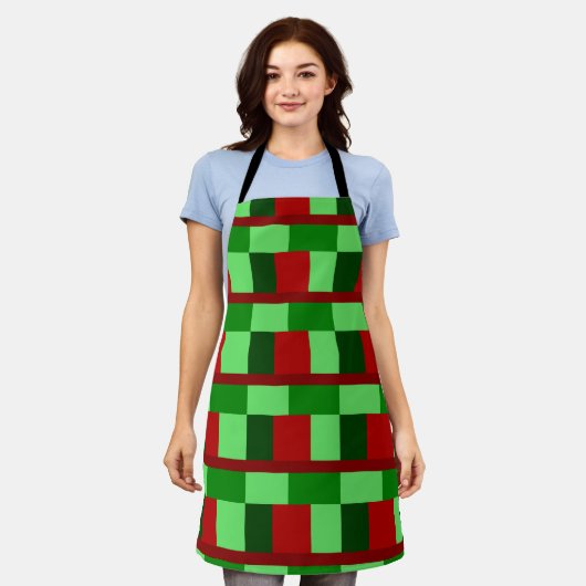 Patchwork-kerstrode groten schort (Gedragen)