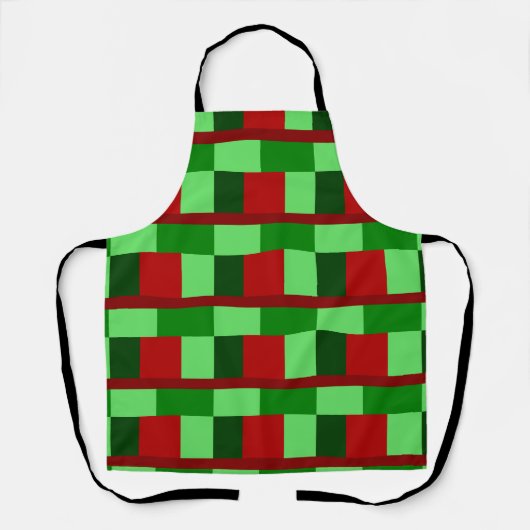 Patchwork-kerstrode groten schort (Voorkant)