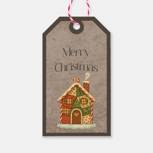 Patchwork Kerststol Kerstcadeau Label Cadeaulabel (Voorkant)