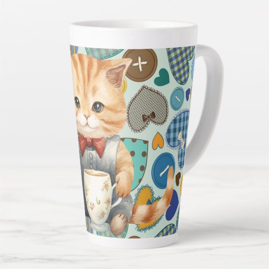Patchwork Kitty  Latte Mok (Rechterhoek)