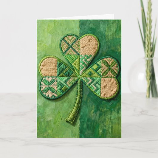 Patchwork Klaver St. Patrick's Day Feestdagen Kaart (Voorkant)