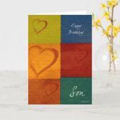 Patchwork kleuren en harten Verjaardag Kaart van d (Gele Bloem)