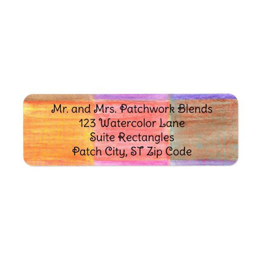 Patchwork Kleurencombinaties in Waterverf, Adresla Etiket (Voorkant)