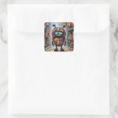 Patchwork Kleurrijke Schattigee Creature Funny Sti Vierkante Sticker (Tas)