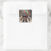 Patchwork Kleurrijke Schattigee Creature Funny Sti Vierkante Sticker (Tas)