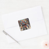 Patchwork Kleurrijke Schattigee Creature Funny Sti Vierkante Sticker (Envelop)