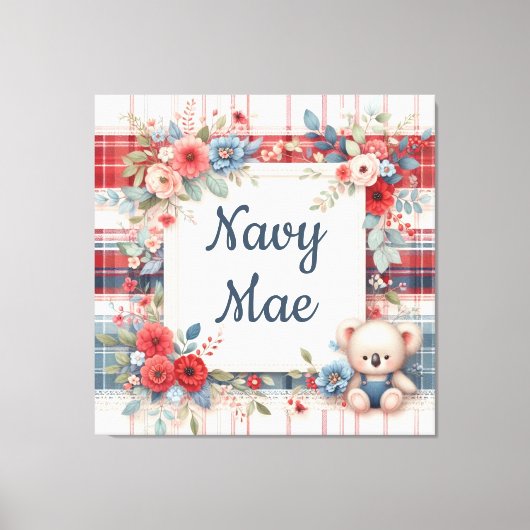 Patchwork Koala Coördinerende Canas Print (Voorkant)