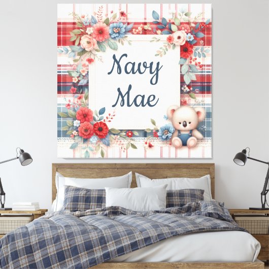 Patchwork Koala Coördinerende Canas Print (Insitu (Slaapkamer))