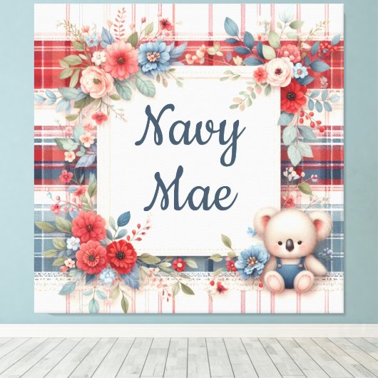 Patchwork Koala Coördinerende Canas Print (Insitu (Houten vloer))