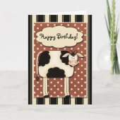 Patchwork Koe Verjaardag Kaart (Voorkant)