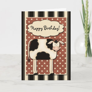 Patchwork Koe Verjaardag Kaart