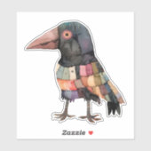 Patchwork Kraai Vogel Sticker (Vel)
