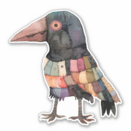 Patchwork Kraai Vogel Sticker