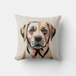 Patchwork Labrador gezellig warm neutraal Kussen