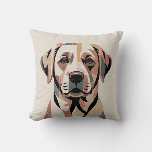 Patchwork Labrador gezellig warm neutraal Kussen (Voorkant)