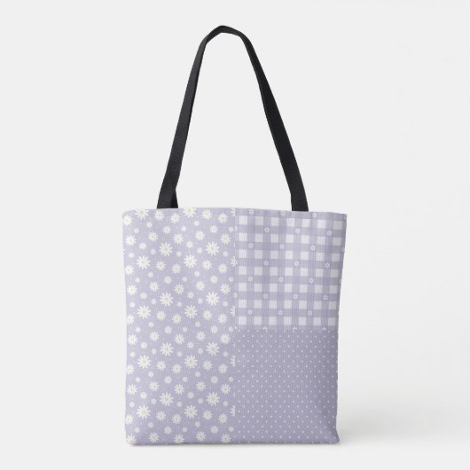 Patchwork Lavendel Spring Pastel Pattern Canvas ta Tote Bag (Achterkant)