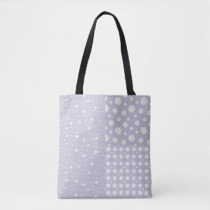 Patchwork Lente Licht Lavendel Patroon Canvas tas