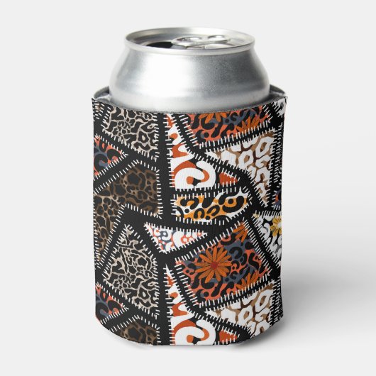 Patchwork Leopard Zebra Design Patroon Blikjeskoeler (Blikje Voorkant)