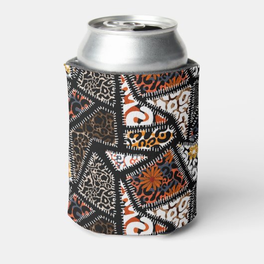 Patchwork Leopard Zebra Design Patroon Blikjeskoeler (Blikje Achterkant)