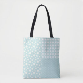 Patchwork Licht Turquoise Lentepatroon Canvas tas